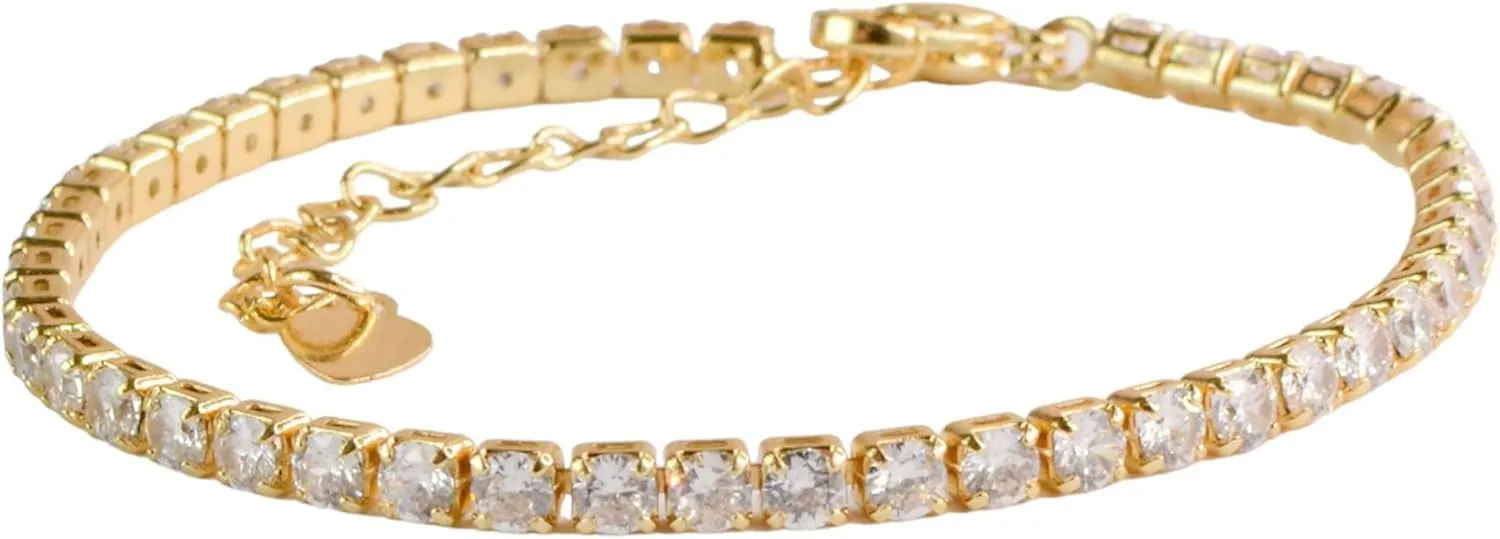 18K Gold Plated Cubic Zirconia Tennis Bracelet Gold Bracelet Layered Crystal Diamond Bracelet Stack Tennis Bracelet Dainty Jewelry Tennis diamond Minimalist