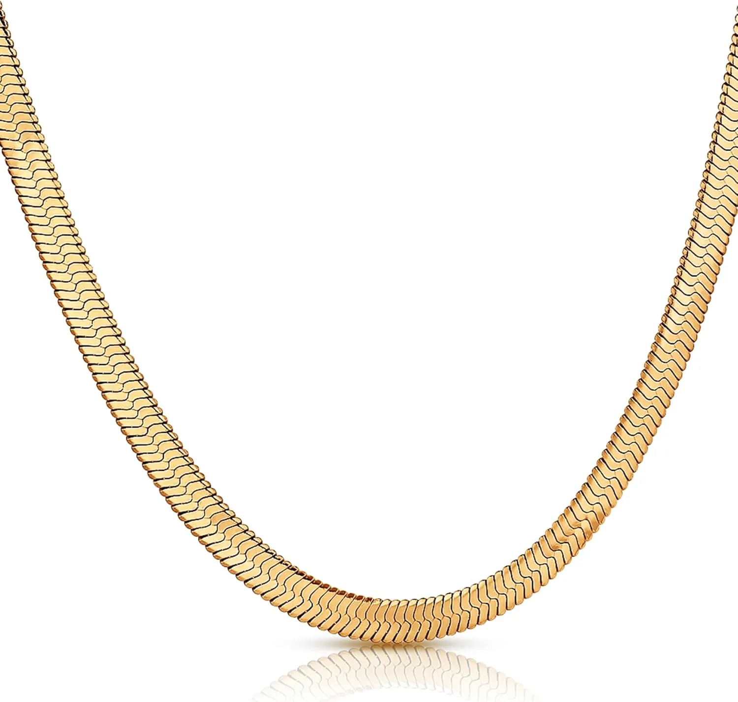 18K Gold Plated Snake Chain Necklace – Sleek Flat Plated Gold Necklace, Perfect for Layering, and Trendy Jewelry for Everyday or Formal Wear.