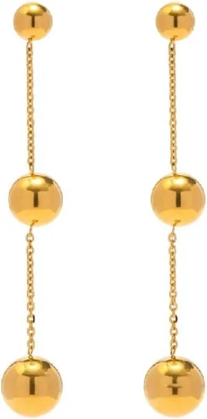 18k Gold Stainless Steel Three Bead Dangle Earrings | Minimalist Gold Jewelry for Women