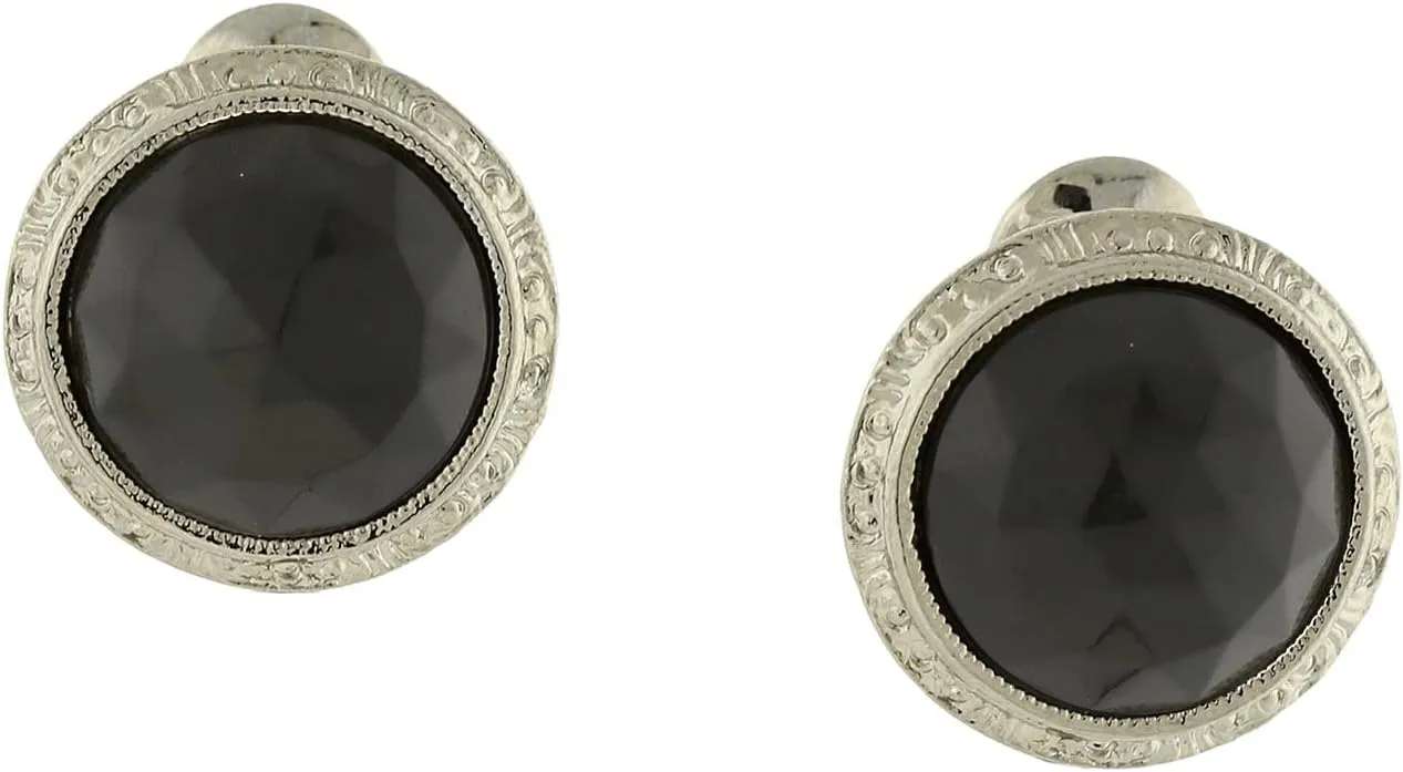 1928 Jewelry Round Etched Button Clip On Earrings For Women, Non Piercing Ear Rings, Pierceless Snap On Made In USA