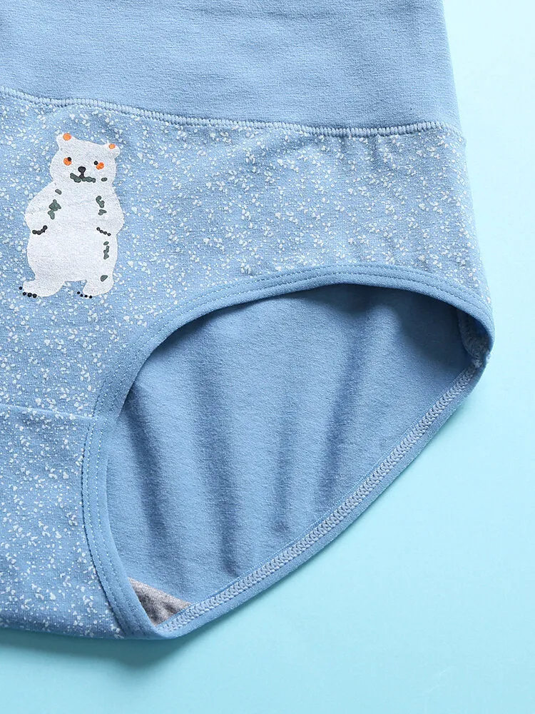 1PCS Women Cartoon Bear Letter Print Elastic Cotton Breathable Cozy Panties
