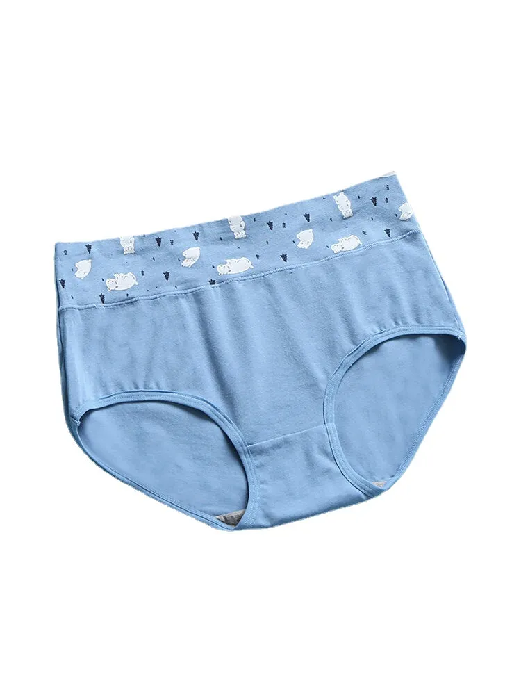 1PCS Women Cartoon Bear Letter Print Elastic Cotton Breathable Cozy Panties