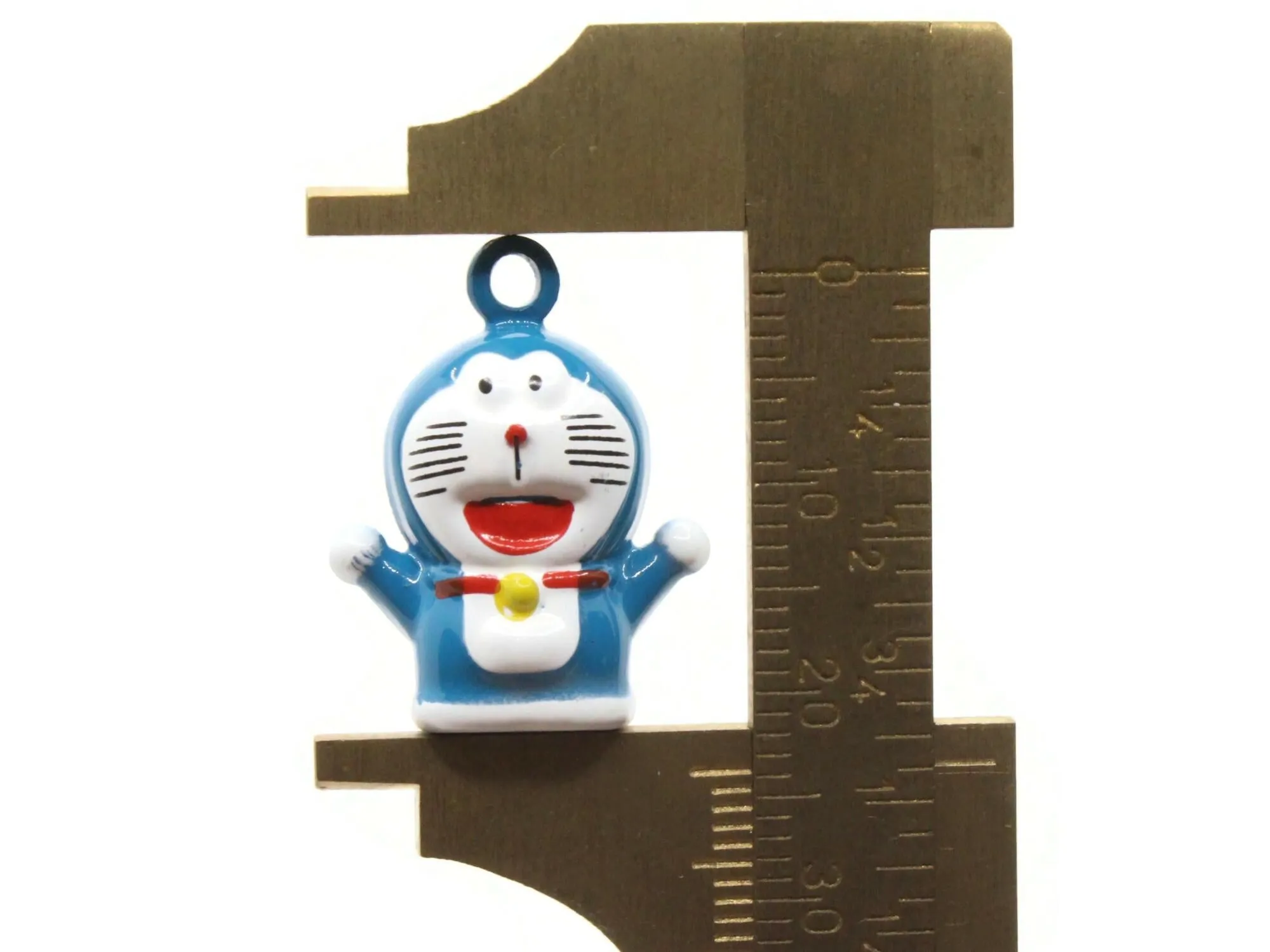 2 24mm Blue Cartoon Cat Brass Bell Charms