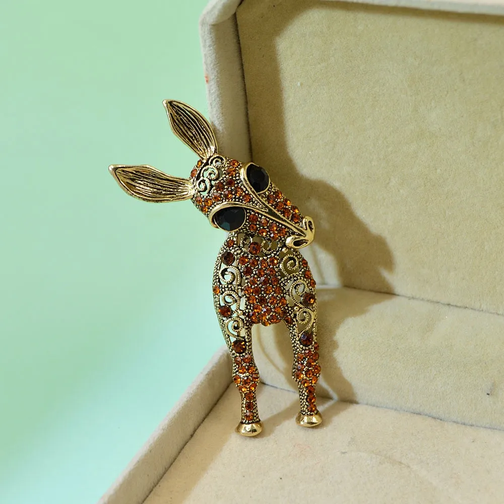 2 Color Choose Rhinestone Donkey Brooches Women And Men