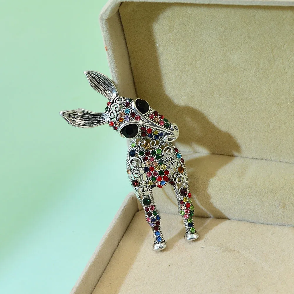 2 Color Choose Rhinestone Donkey Brooches Women And Men