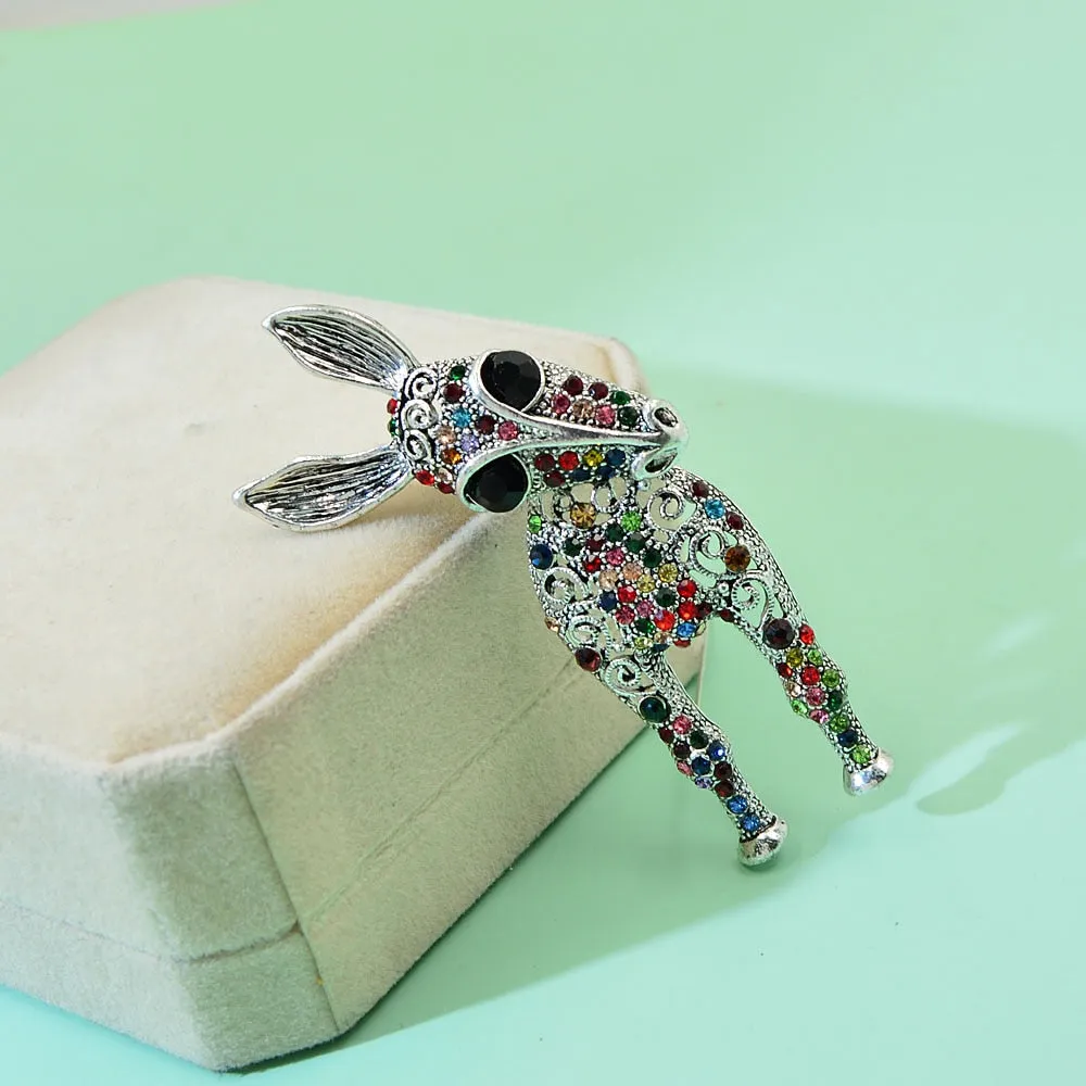 2 Color Choose Rhinestone Donkey Brooches Women And Men