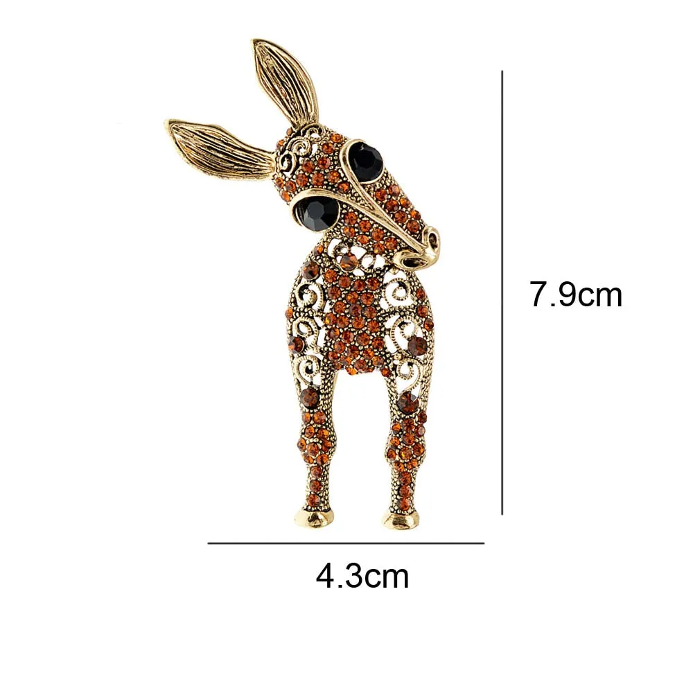 2 Color Choose Rhinestone Donkey Brooches Women And Men
