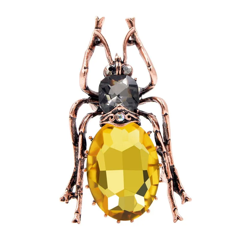 2 Colors Choose Glass Big Bugs Brooches for Women