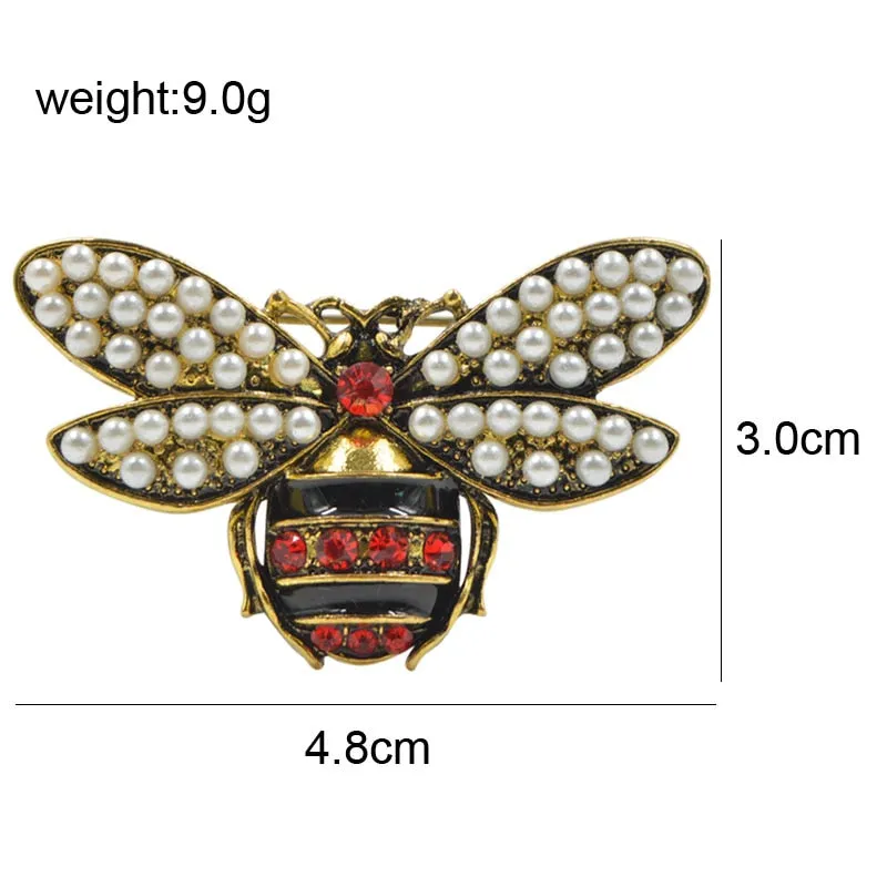 2 Colors Choose Rhinestone and Pearl Bee Brooches for Women