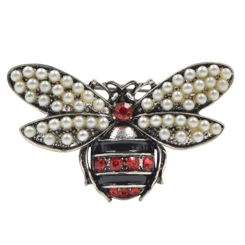 2 Colors Choose Rhinestone and Pearl Bee Brooches for Women