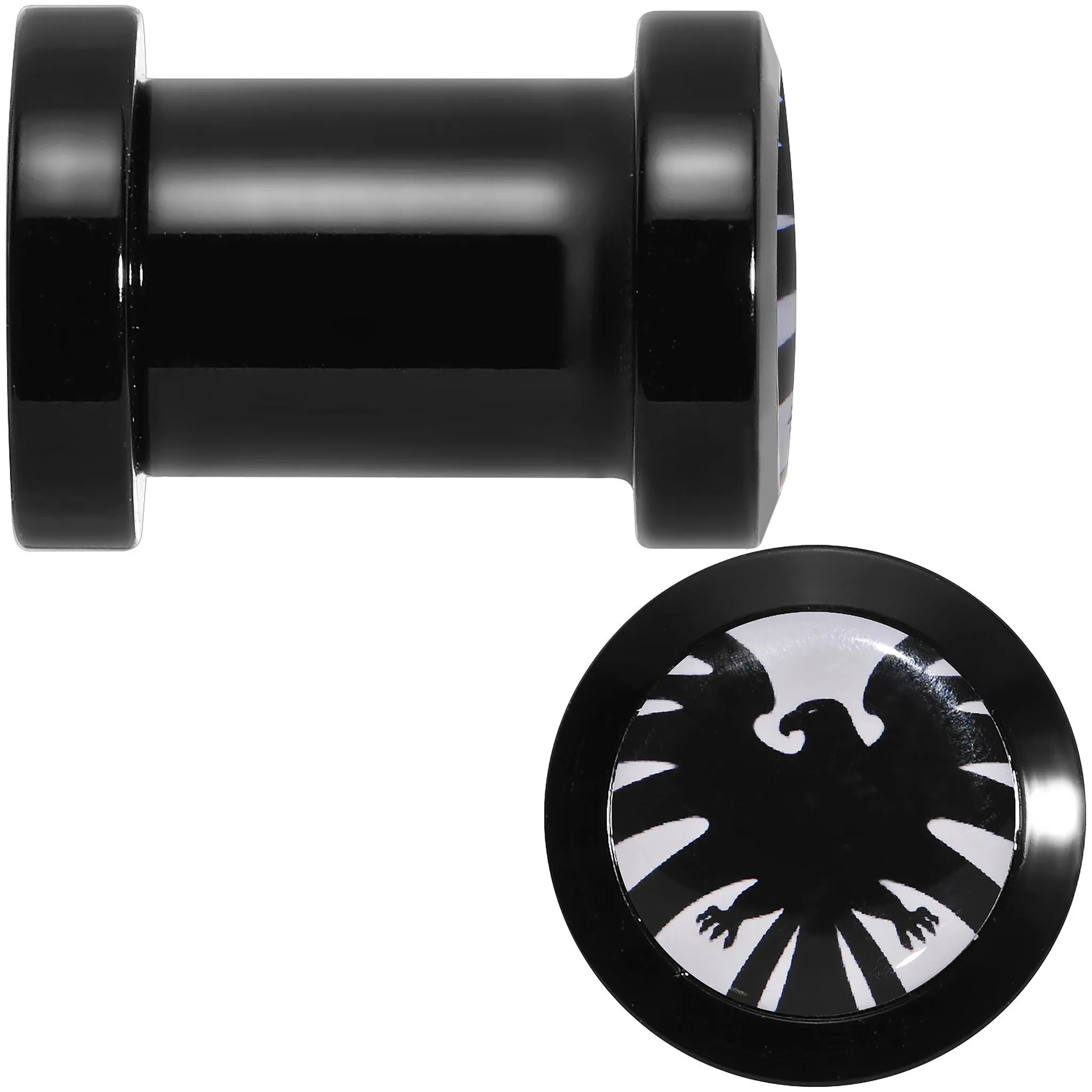 2 Gauge Licensed Hawkeye Logo Acrylic Screw Fit Plugs Set