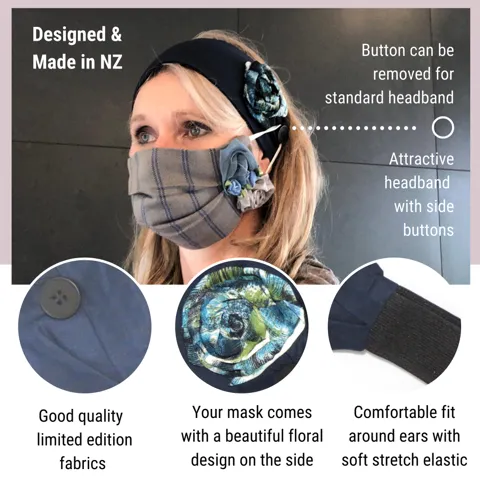 2 Pack Mask Headbands With Buttons for Face Mask for Nurses