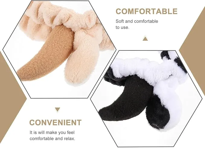 2 Pcs Cow Horn headband, Milk Cow Hairband, Plush Animal Ear Face Wash Hair Wrap