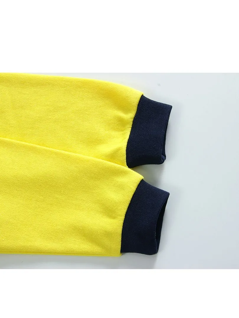 2-Piece Outfit Cartoon Excavator Car Print Set Color Block Pullover Top W Leggings Baby Kids Sleepwear