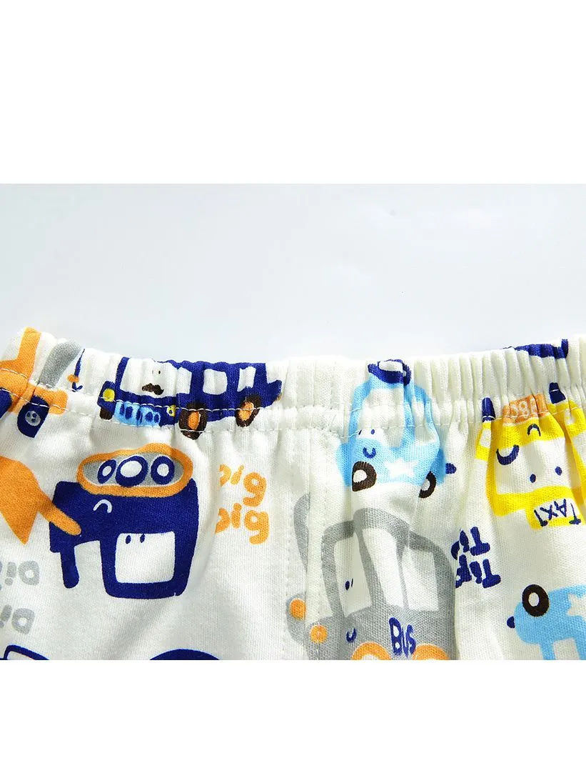 2-Piece Outfit Cartoon Excavator Car Print Set Color Block Pullover Top W Leggings Baby Kids Sleepwear