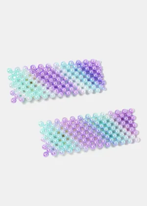 2-Piece Rectangle Beaded Hair Clips