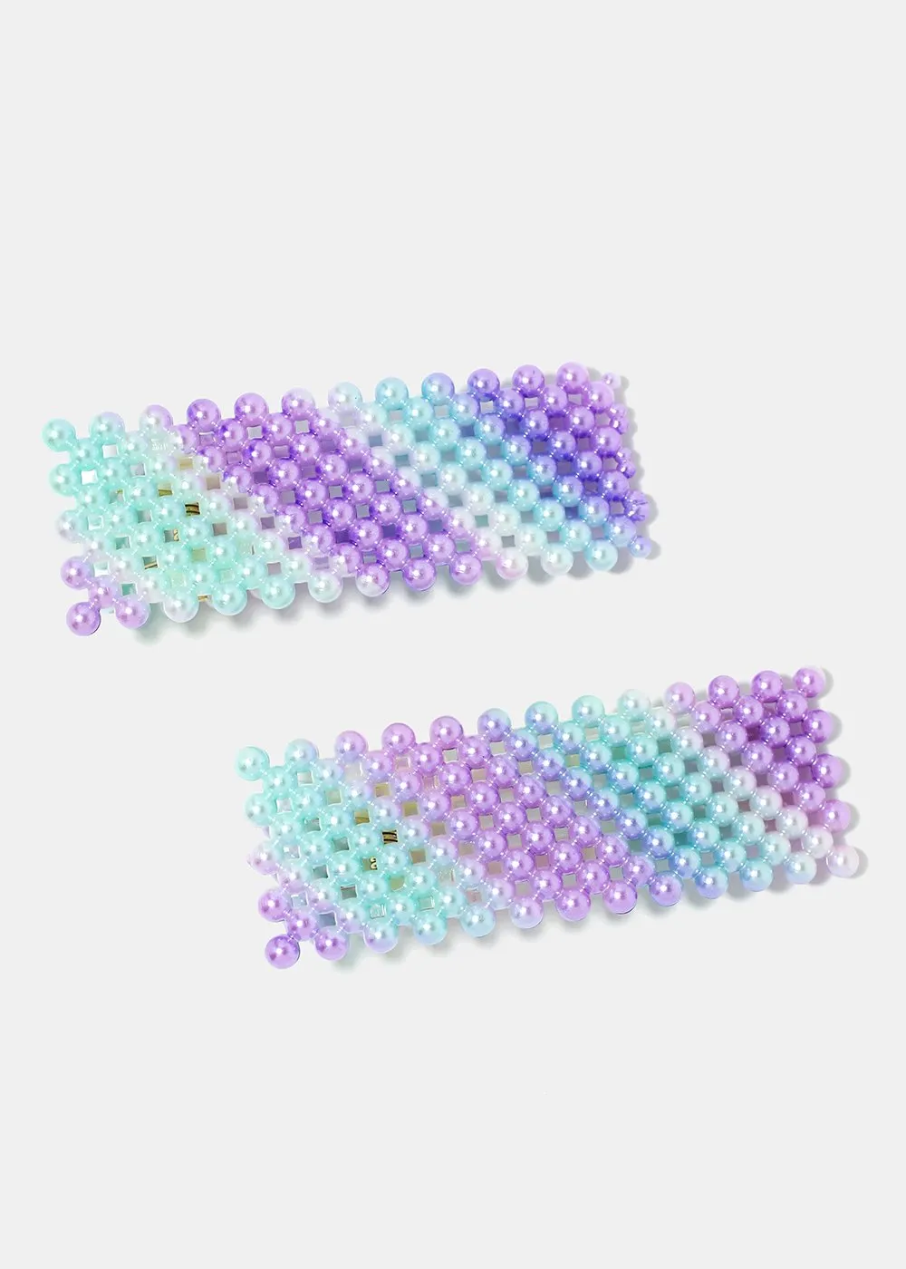 2-Piece Rectangle Beaded Hair Clips