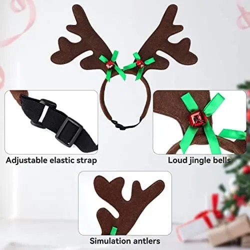 2 Set Dog Elk Reindeer Antler Headband for Christmas