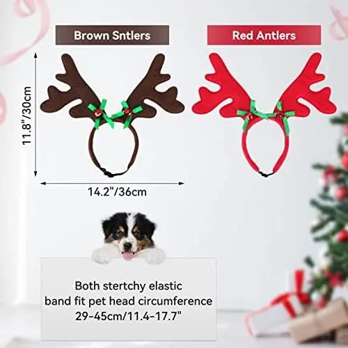 2 Set Dog Elk Reindeer Antler Headband for Christmas