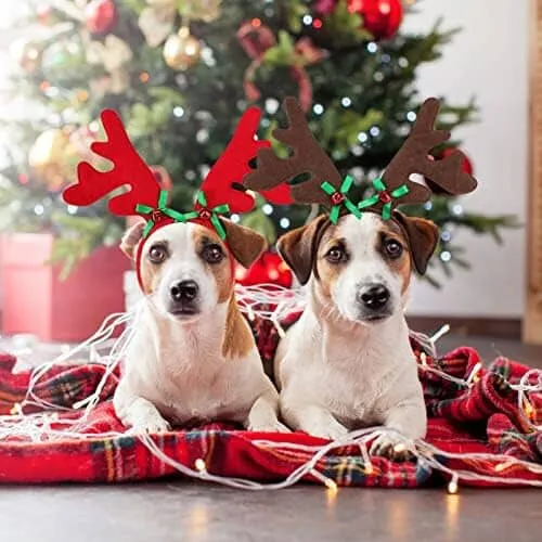 2 Set Dog Elk Reindeer Antler Headband for Christmas