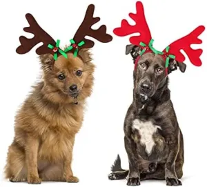 2 Set Dog Elk Reindeer Antler Headband for Christmas