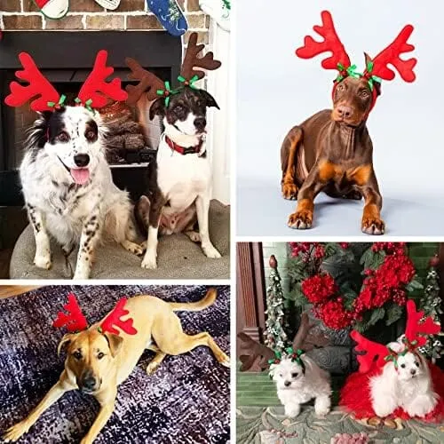 2 Set Dog Elk Reindeer Antler Headband for Christmas