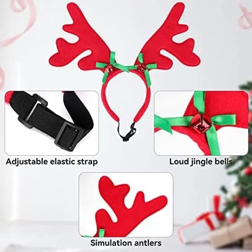 2 Set Dog Elk Reindeer Antler Headband for Christmas