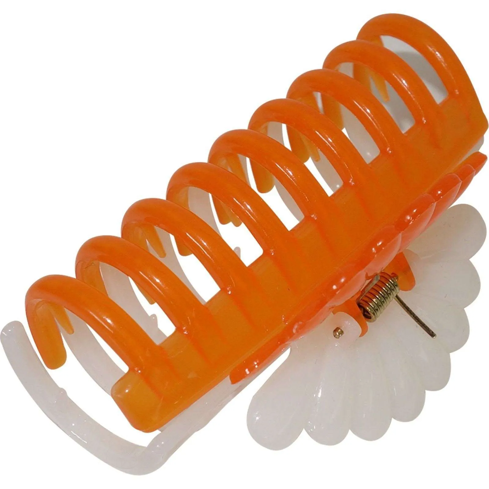 2 X Round Orange Hair Claws Clips Clamps Clasps Grip Grasps Barrettes Womens