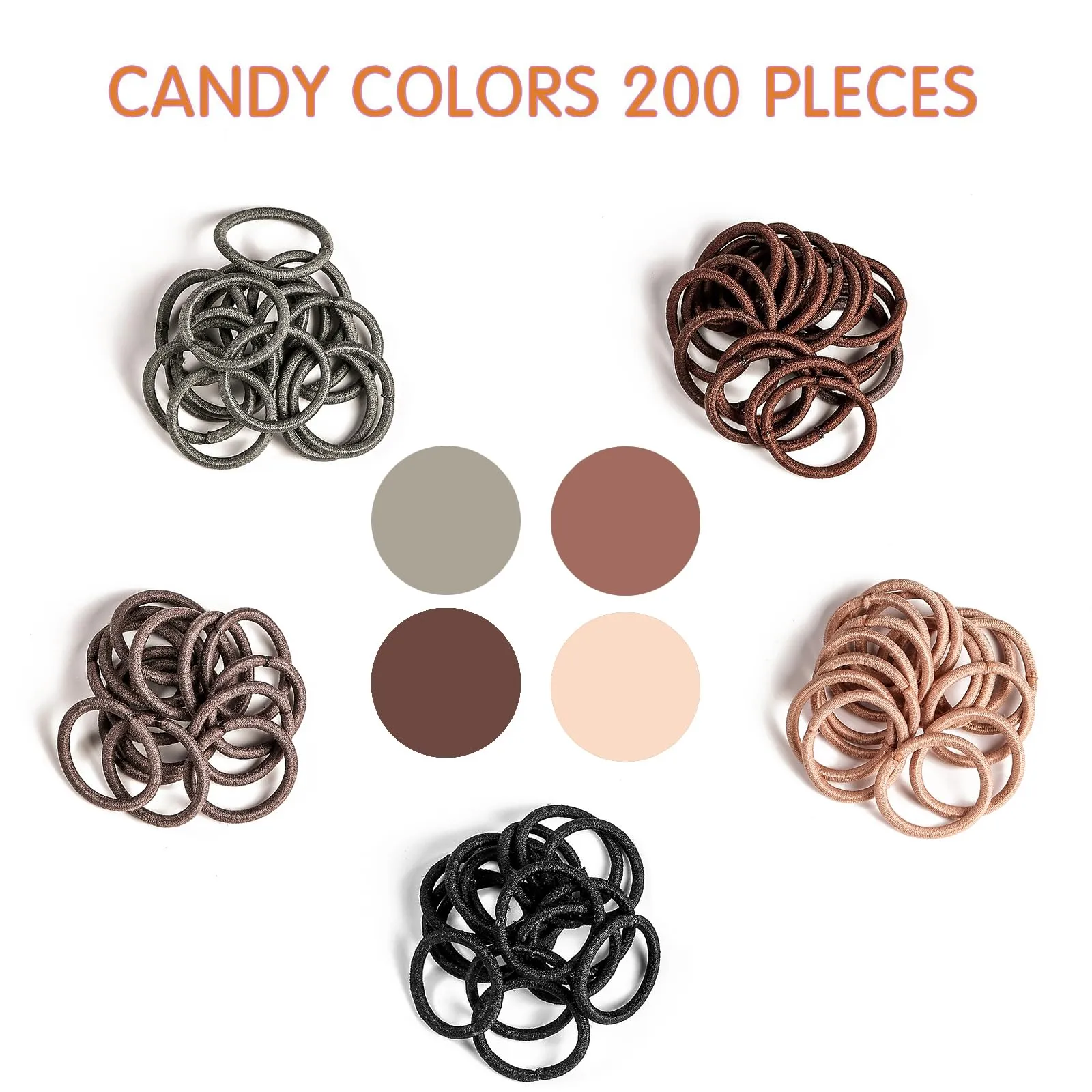 200PCS Elastic Hair Ties, No Crease Hair Small Ponytail Holders for Kids Girls Baby Toddler, Neutral Color
