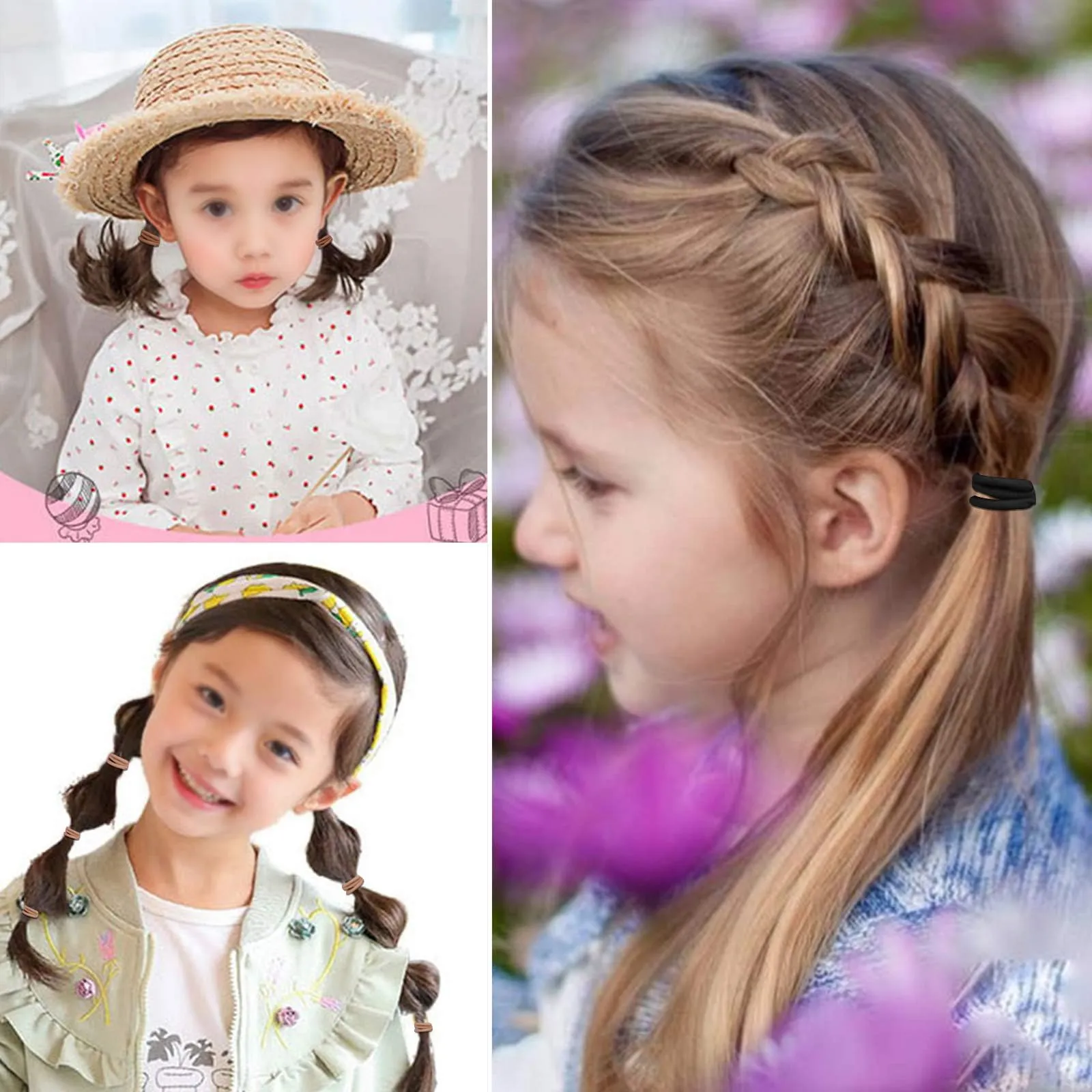200PCS Elastic Hair Ties, No Crease Hair Small Ponytail Holders for Kids Girls Baby Toddler, Neutral Color