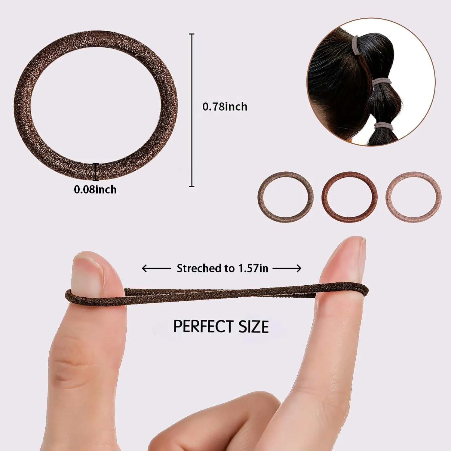 200PCS Elastic Hair Ties, No Crease Hair Small Ponytail Holders for Kids Girls Baby Toddler, Neutral Color