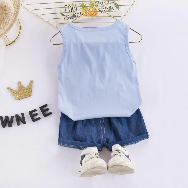 2PCS Cartoon Rainbow Print Top and Cowpants
