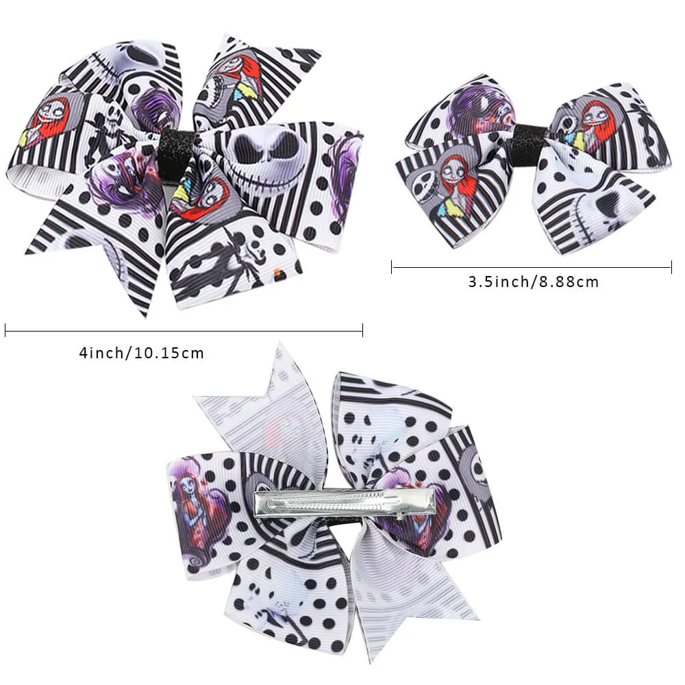 2PCS Halloween Jack Skull Hair Bows