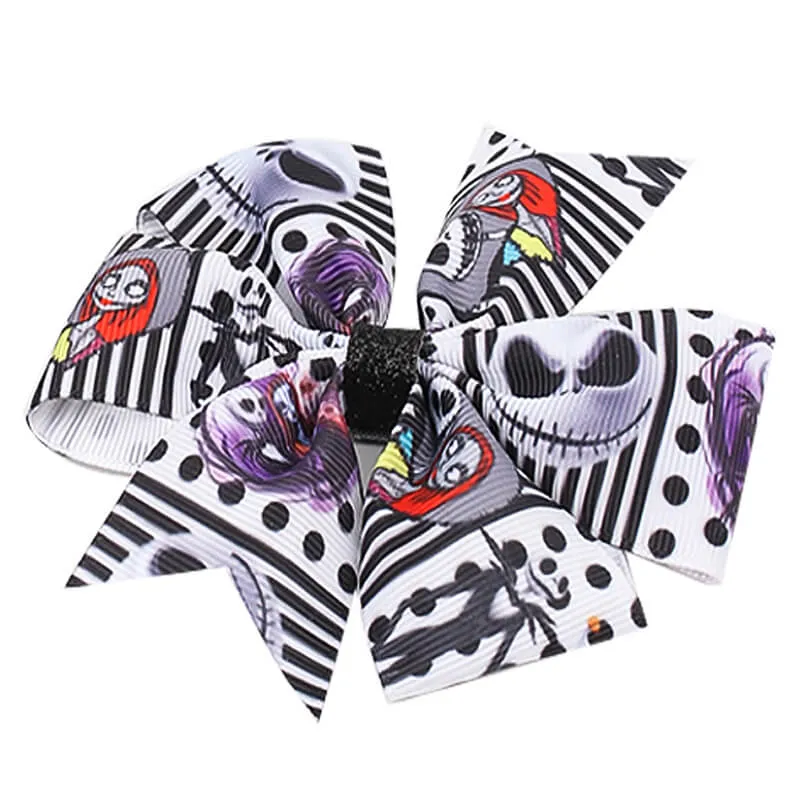 2PCS Halloween Jack Skull Hair Bows