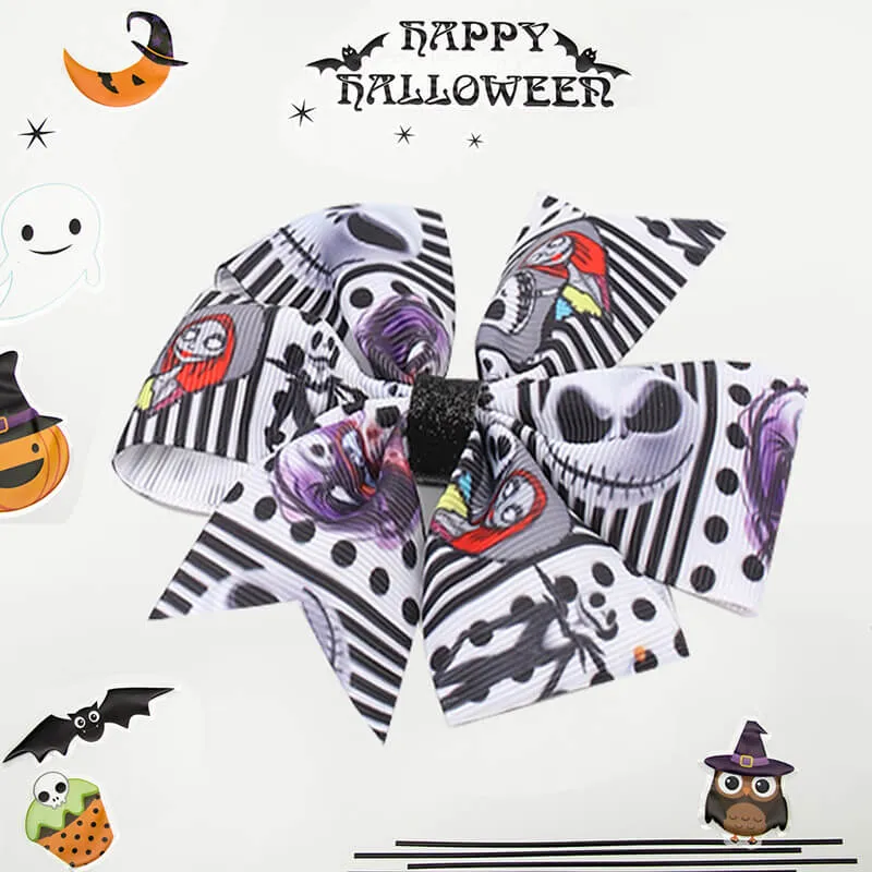 2PCS Halloween Jack Skull Hair Bows