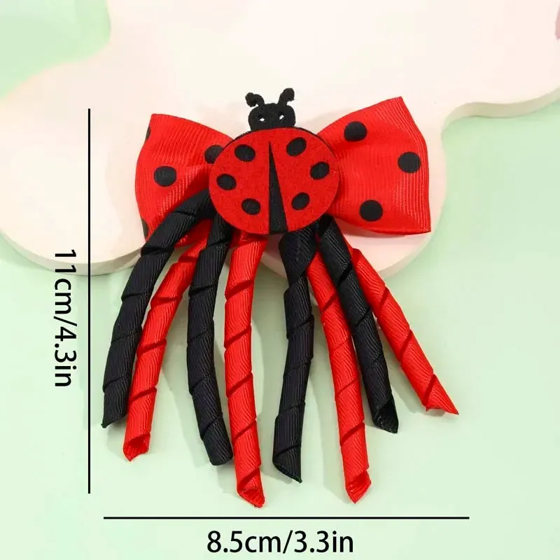 2Pcs New Ladybug Hairpins For Women Girls Cute Curling Tassel Hairclip Hairgrips Barrettes Headwear Hair Accessories Halloween