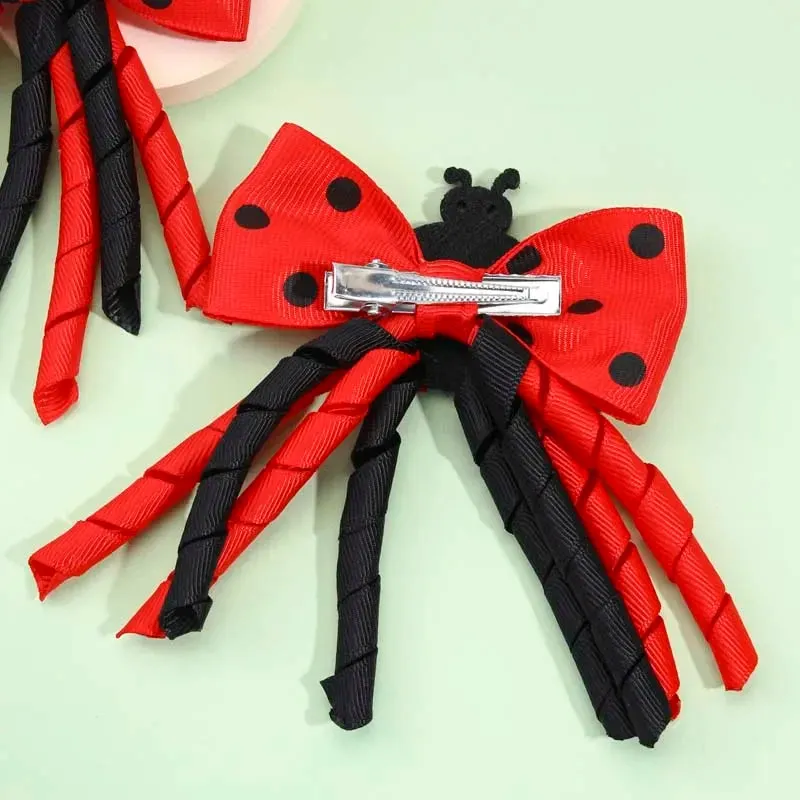 2Pcs New Ladybug Hairpins For Women Girls Cute Curling Tassel Hairclip Hairgrips Barrettes Headwear Hair Accessories Halloween