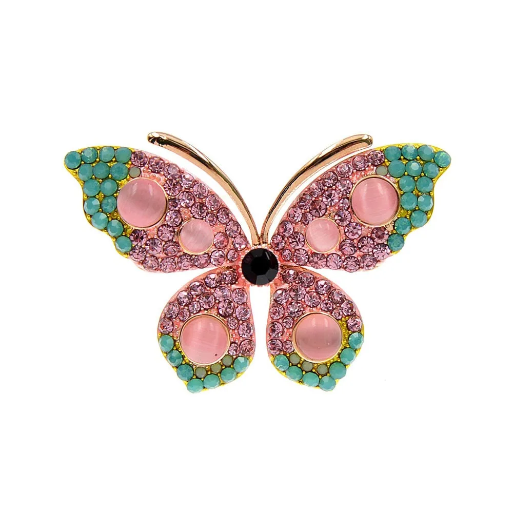 3 Colors Available Mix-color Rhinestone Butterfly Brooches For Women