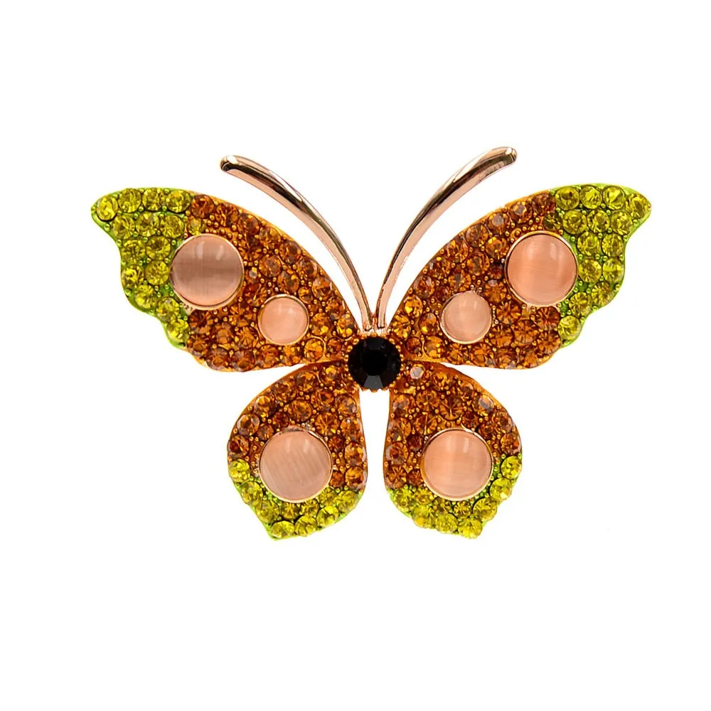 3 Colors Available Mix-color Rhinestone Butterfly Brooches For Women