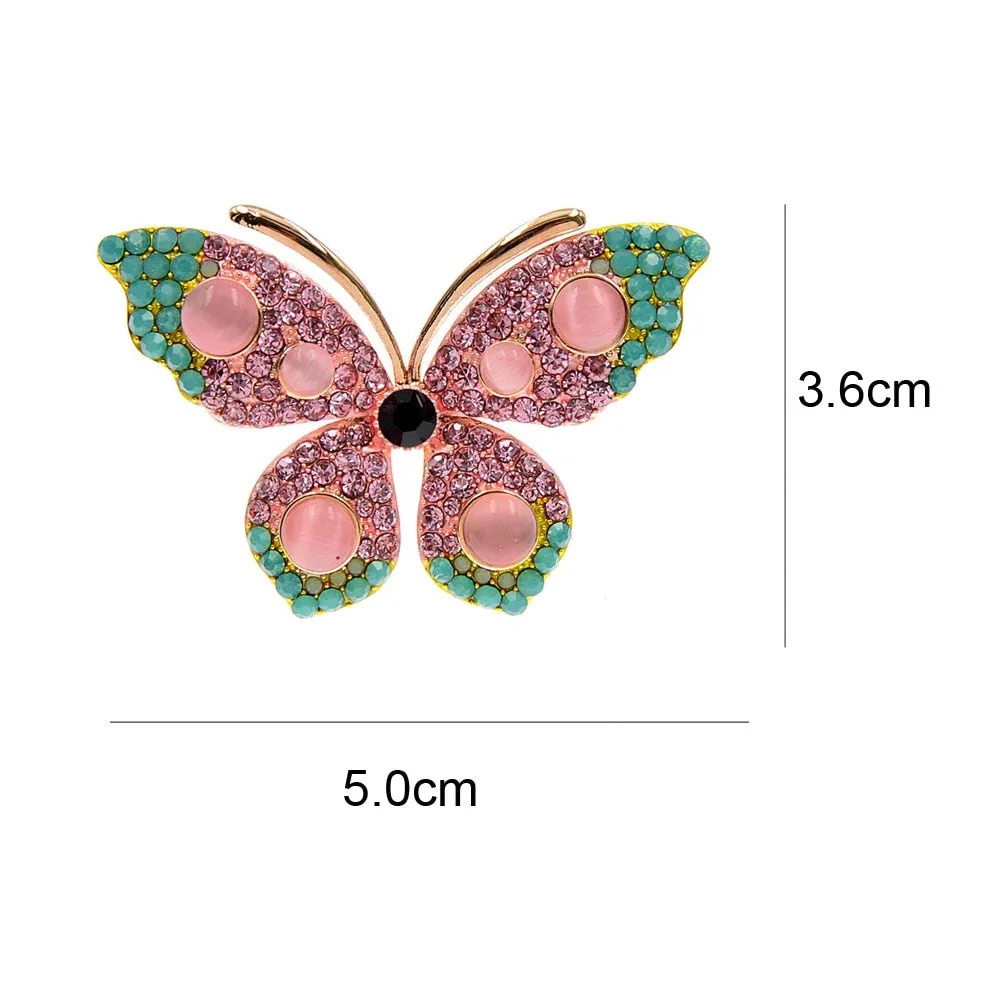 3 Colors Available Mix-color Rhinestone Butterfly Brooches For Women