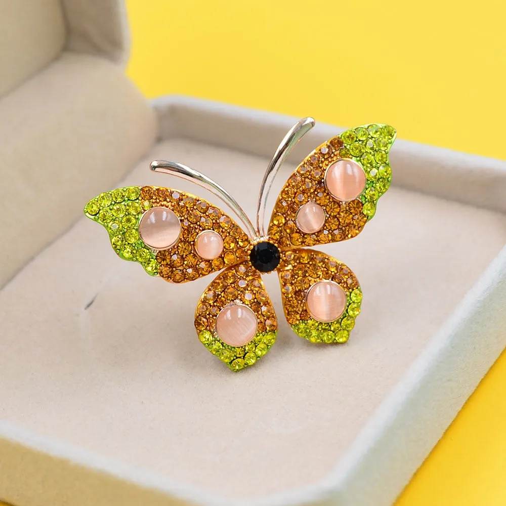 3 Colors Available Mix-color Rhinestone Butterfly Brooches For Women