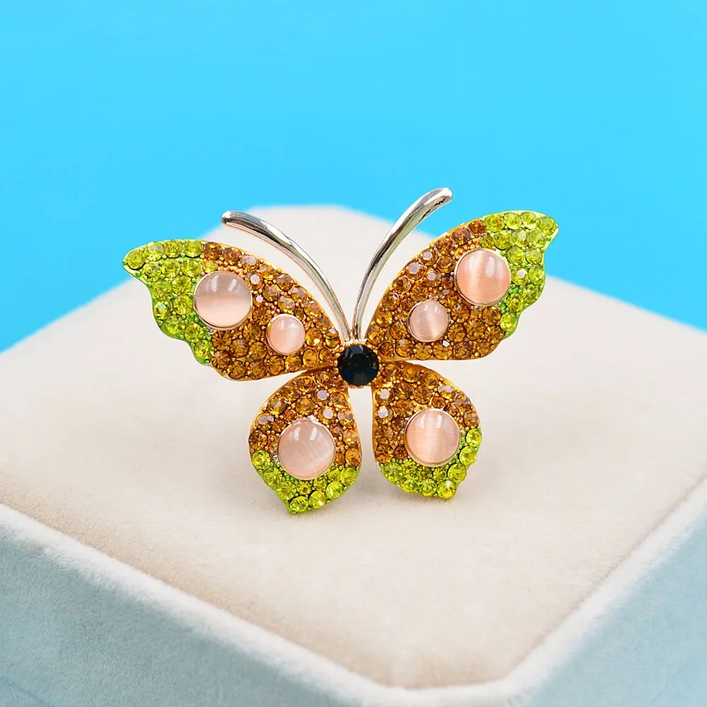 3 Colors Available Mix-color Rhinestone Butterfly Brooches For Women