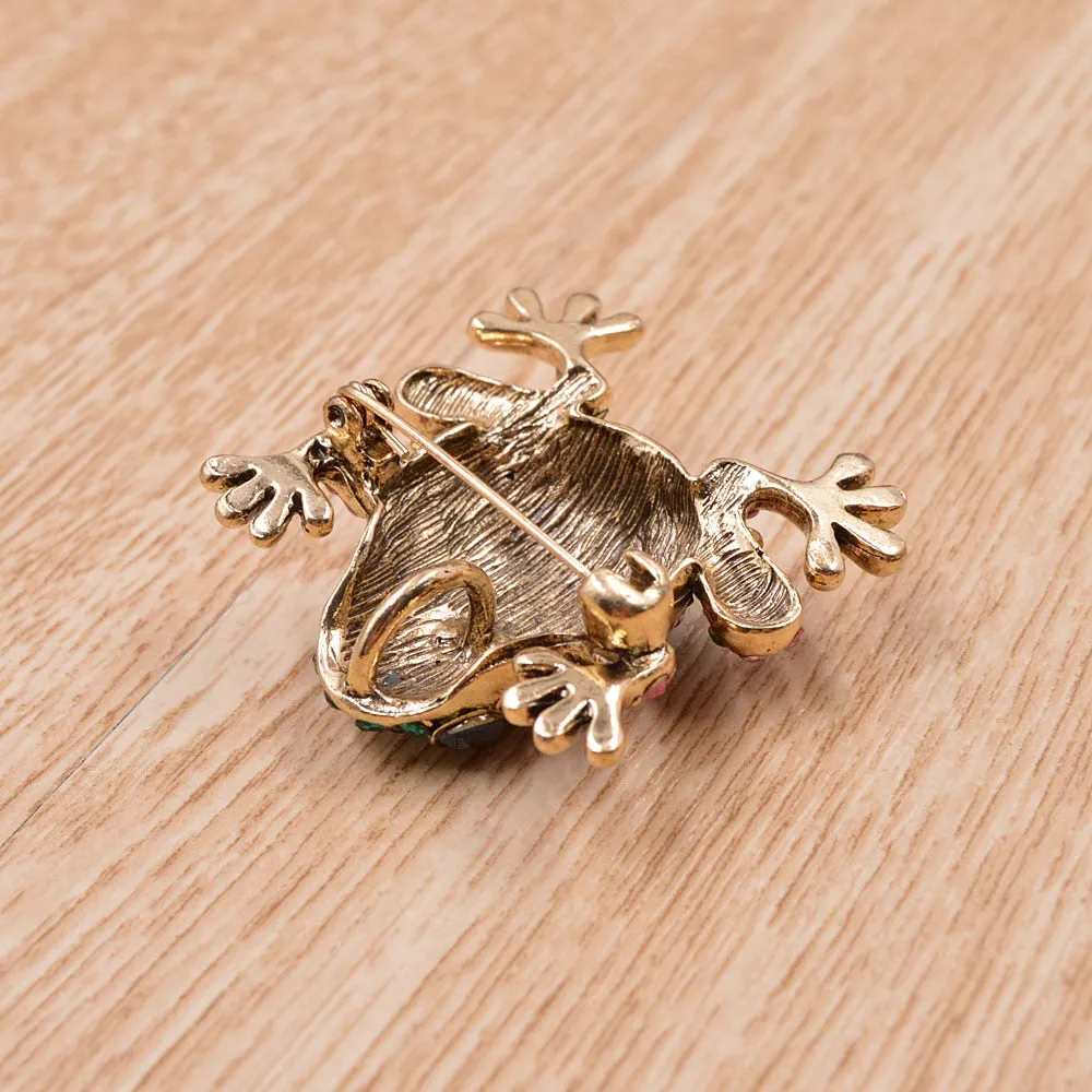 3 Colors Choose Rhinestone Frog Brooches for Women