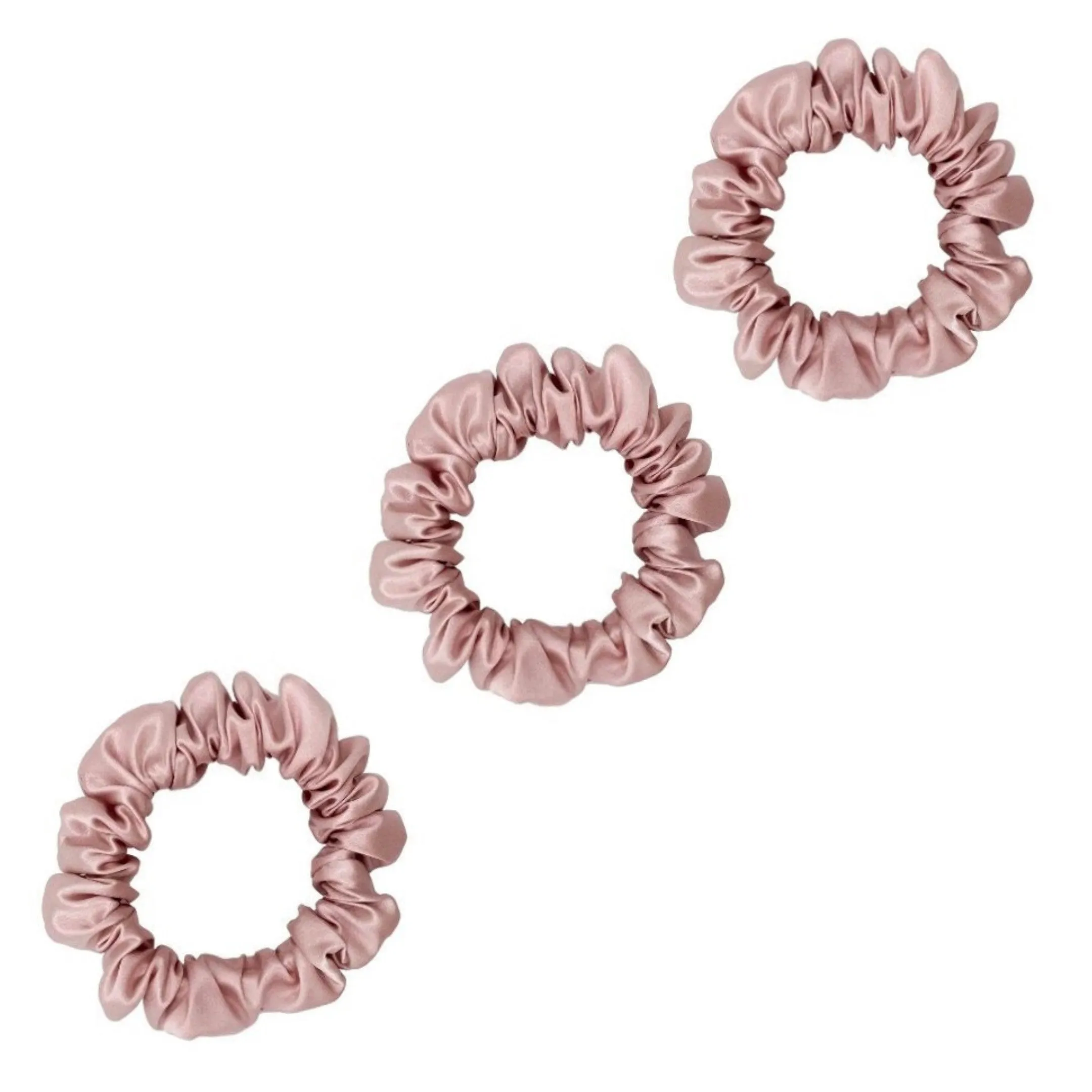 3 Pack Premium Mulberry Silk Scrunchies - Olive - Small