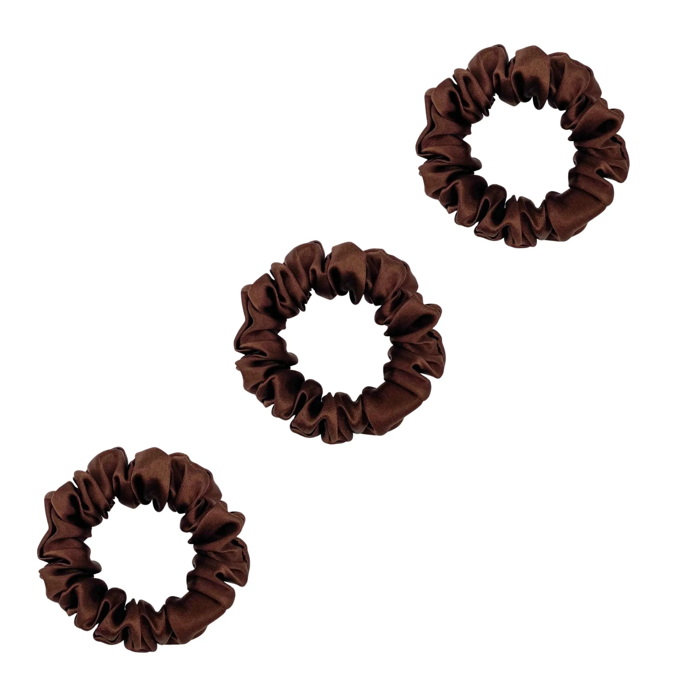 3 Pack Premium Mulberry Silk Scrunchies - Olive - Small