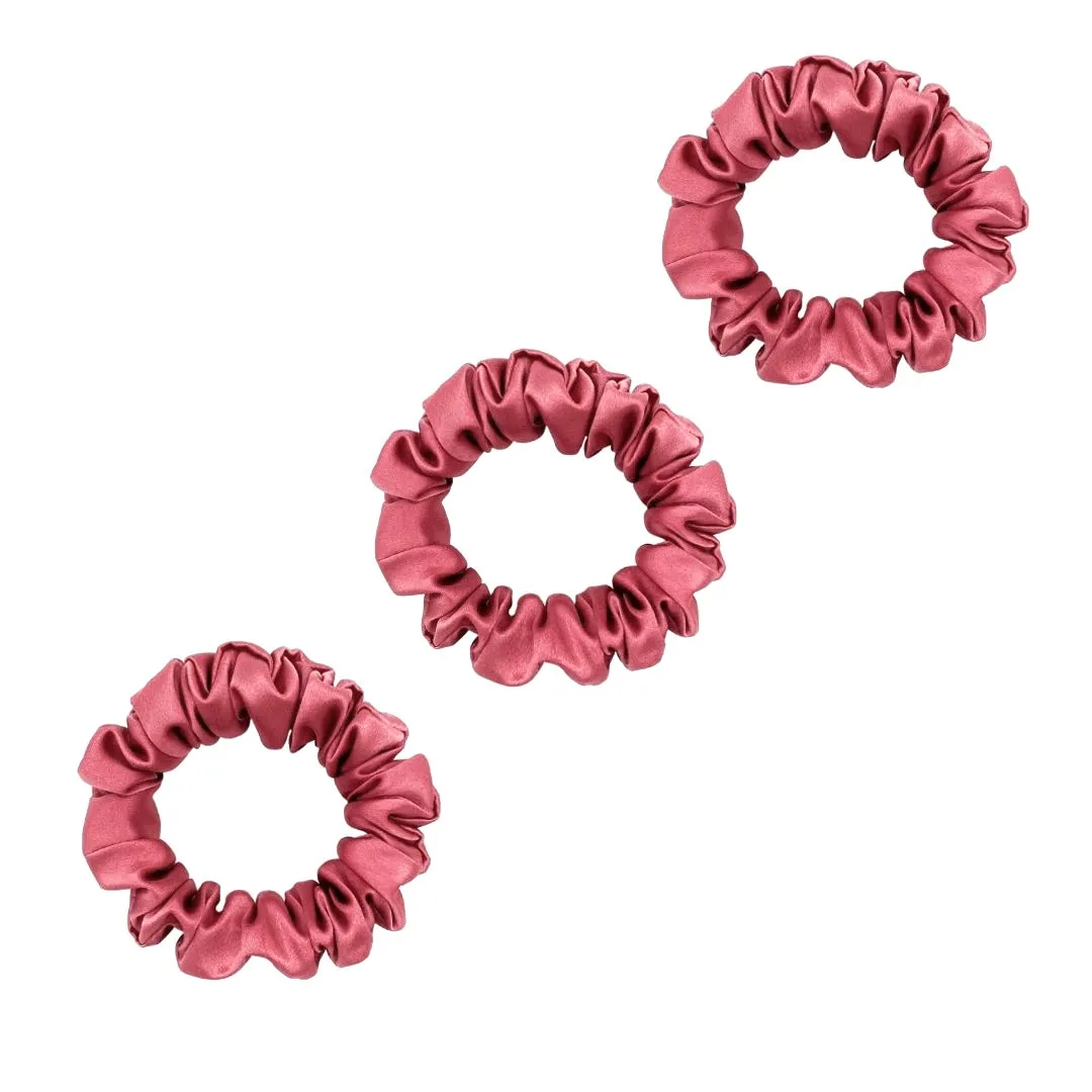 3 Pack Premium Mulberry Silk Scrunchies - Olive - Small