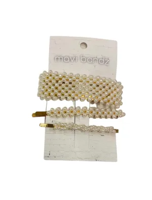 3 PCS PEARL BARRETTES