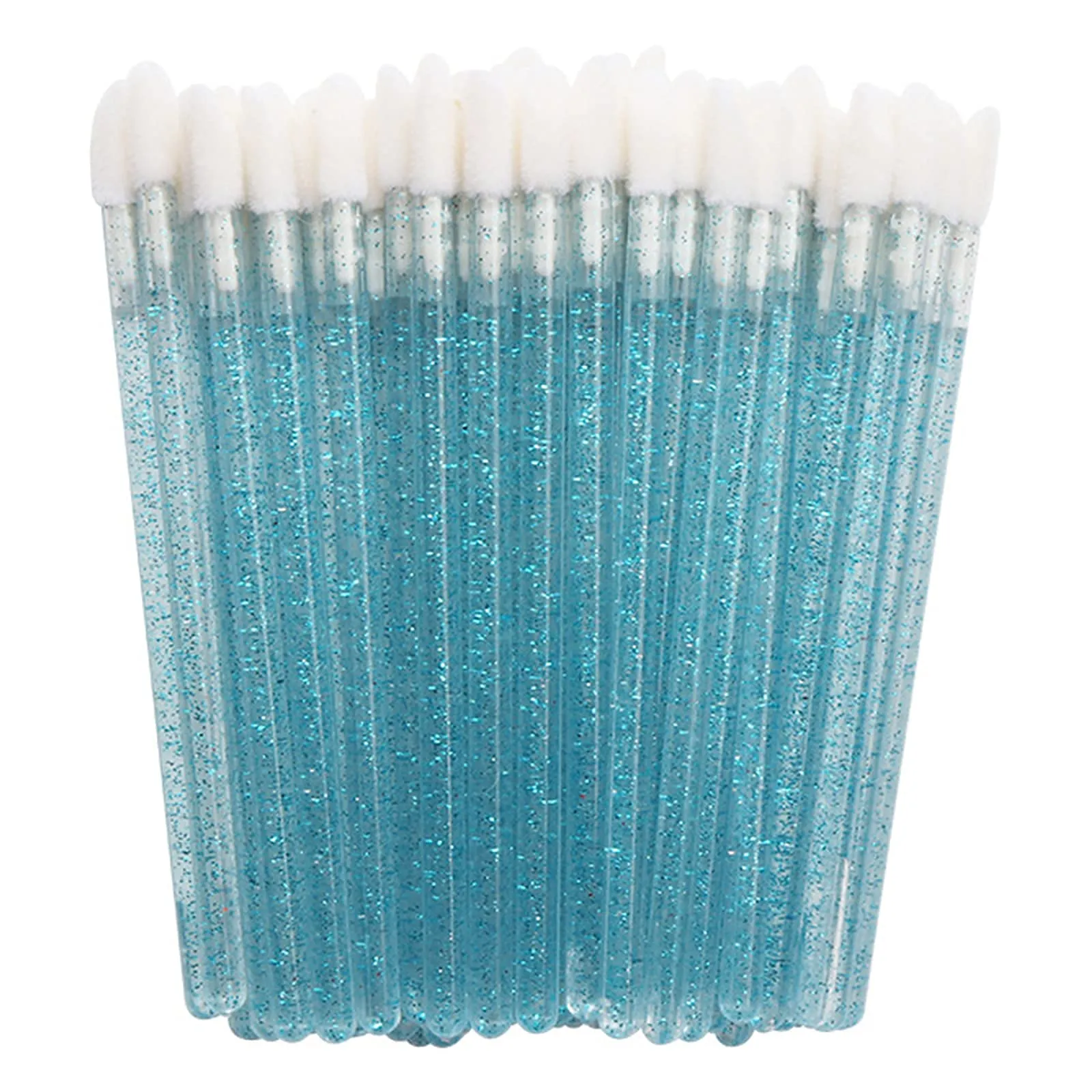 300 PCS Lip Brushes Disposable Lip Gloss Wands Lipstick Applicator Makeup Tool, Crystal Blue Handle