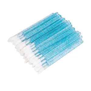 300 PCS Lip Brushes Disposable Lip Gloss Wands Lipstick Applicator Makeup Tool, Crystal Blue Handle