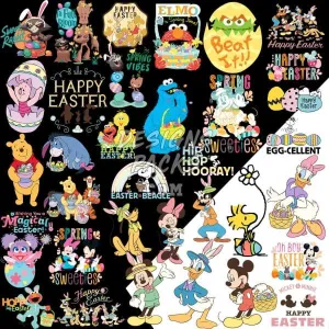 34 Cartoon Easter Day Designs Bundle PNG